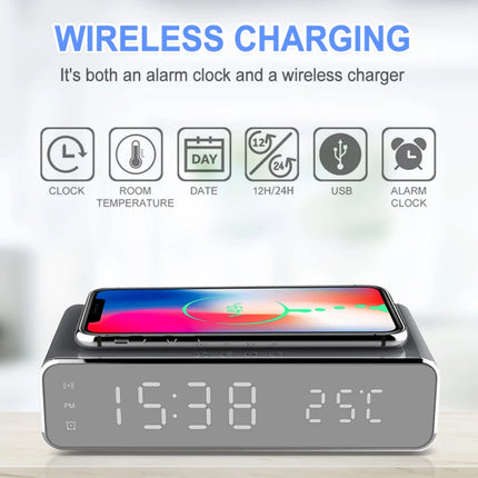 Multifunctional Modern Wireless LED Radio Temperature Alarm Clock