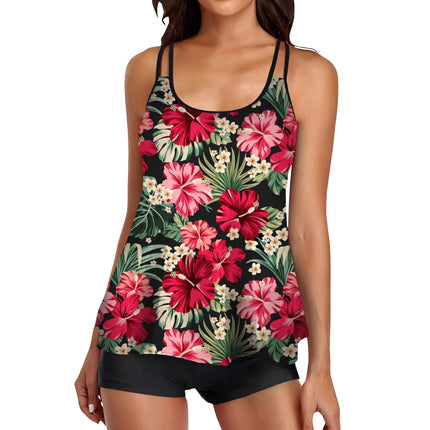 Women Blue Star Floral Tankini Sets