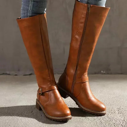 Women Knee High Low Heel Western Boots