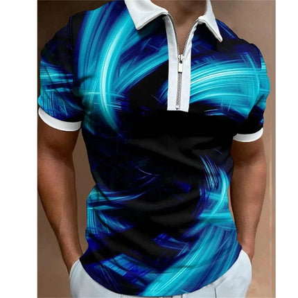 Men Turn-Down Zipper Polo Shirts