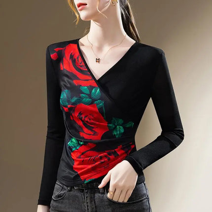 Women Floral Fashion Trendy Long Tops