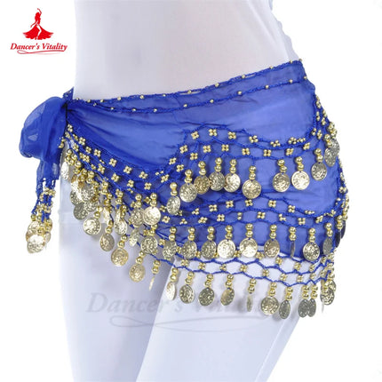 Women Chiffon Gold Belly Dance Costume Scarf