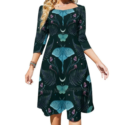 Women Plus Emerald Moon Phase Mini Dress