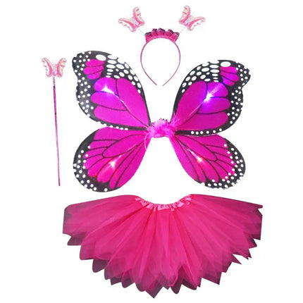 Girl 4pc LED Fairy Butterfly Costume Set