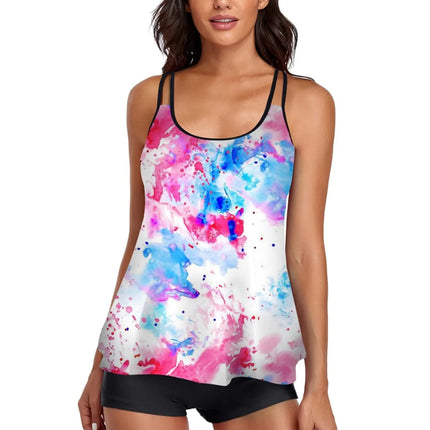 Women Blue Star Floral Tankini Sets