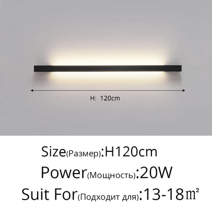 Minimalist Long LED Bar Lamp Bedside Bedroom Indoor Wall Sconce