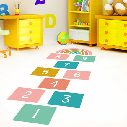 Cartoon Digital Grid Floor Stickers for Kids