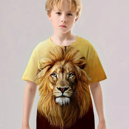 Boys New Summer Wolf Lion 3D Graphic Tees