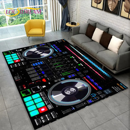 3D DJ Music Keyboard Living Area Rugs