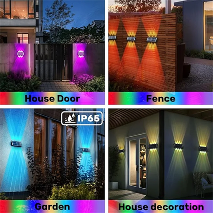 Solar RGB LED Outdoor Exterior Wall Sconce