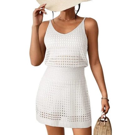 Women Summer Vintage Crochet Beach Dress