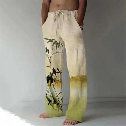 Men European Floral Animal 3D Pants