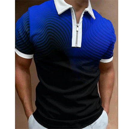 Men Turn-Down Zipper Polo Shirts