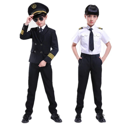 Kids Pilot Costumes Girl Flight Attendant Set