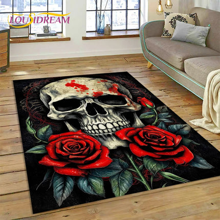 Home Cartoon Skull Gothic 3D Area Rugs