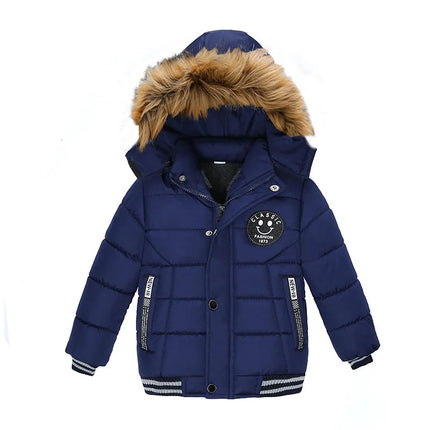 Baby Boy Keep Warm Solid Hooded Jacket