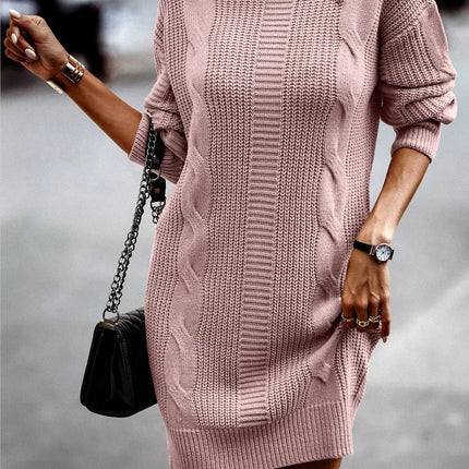 Women Turtleneck Long Sweater Dress - Mad Fly Essentials