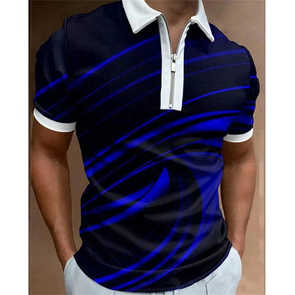 Men Turn-Down Zipper Polo Shirts