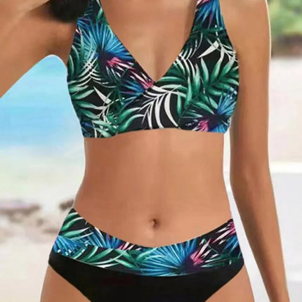 Women Stripe V Gradient Halter Bikini Set