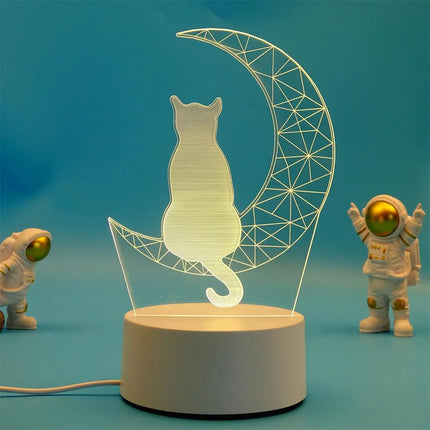 3D Acrylic Cat Animal LED Night Light