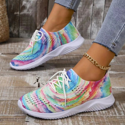 Women Rainbow 2024 Lightweight Knitted Sneakers