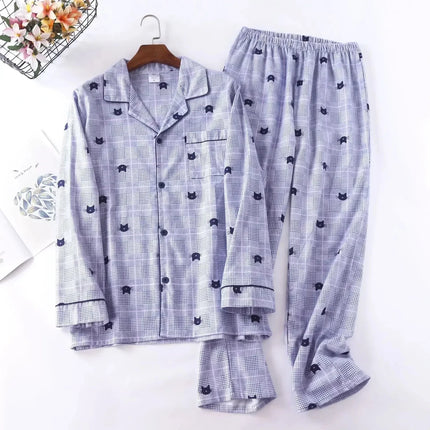 Men Home Suits Star Plaid Pajama Sets