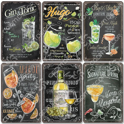 Pina Colada Drink Mojito Vintage Wall Sign