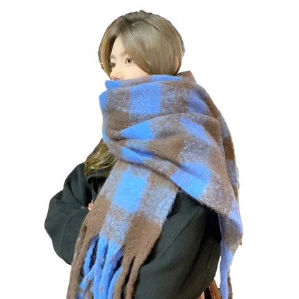 Women Plaid Scarves Winter Warm Tassel Shawl Wraps