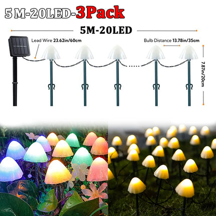 Solar 10-90 LED Mushroom Landscape Patio Lights