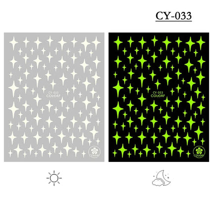 3D Butterfly Star Luminous Nail Stickers