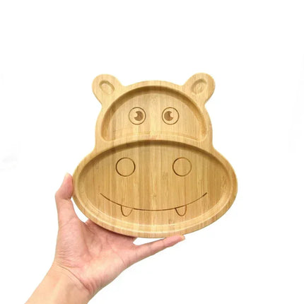 Eco-Friendly Baby Food Wooden Animal Dinner Tray Set