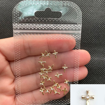 Glitter Cross 20pc Nail Art Rhinestone Decor