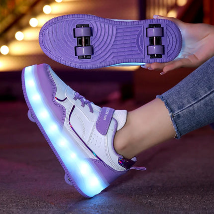 Girls LED USB-Charging Skate Luminous Shoes