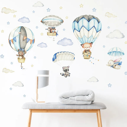 3D Hot Air Balloon Clouds Wall Stickers