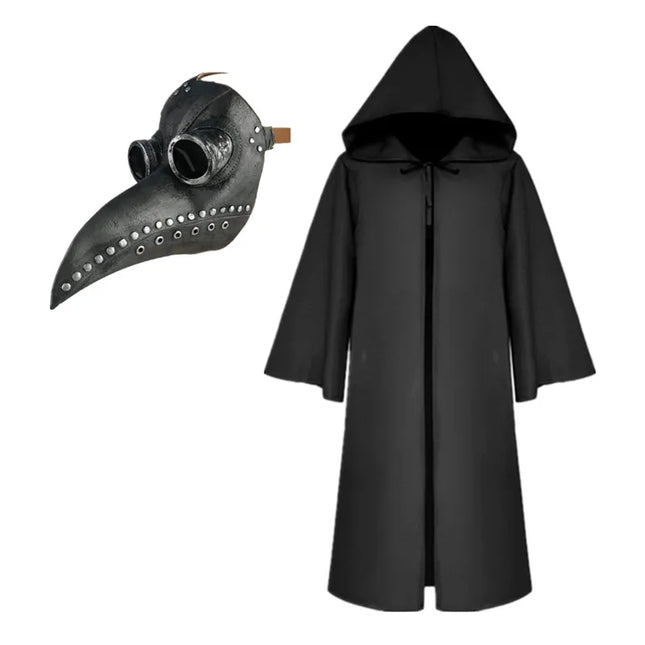 Men Halloween Cloak Plague Doctor Medieval Costume Set