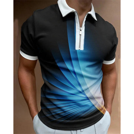 Men Turn-Down Zipper Polo Shirts