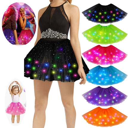 Women Girls LED Tulle Luminous Party Tutu Fairy Dress