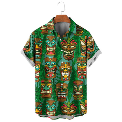 Men Hawaiian Tiki Ghost 3D Beach Shirts