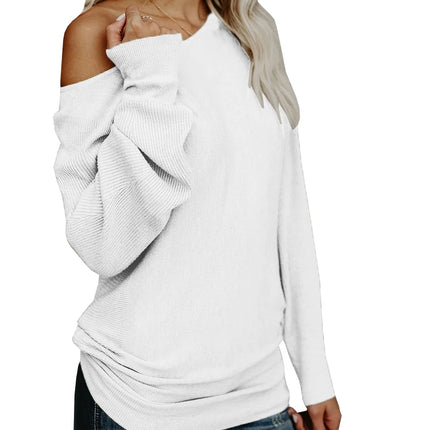 Women Solid Off Shoulder Long Sweaters