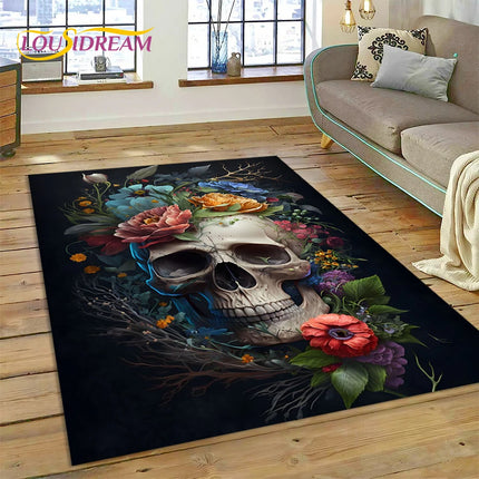 Home Cartoon Skull Gothic 3D Area Rugs