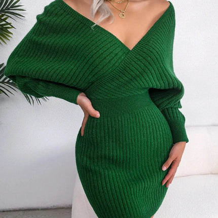 Women 2024 Casual White Bodycon Sweater Dress