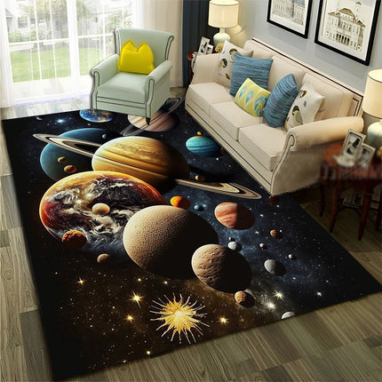 3D Universe Space Galaxy Planet Star Rug