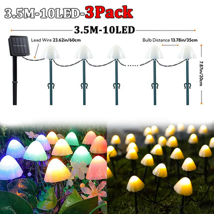 Solar Outdoor Garden LED Mushroom Fairy Light