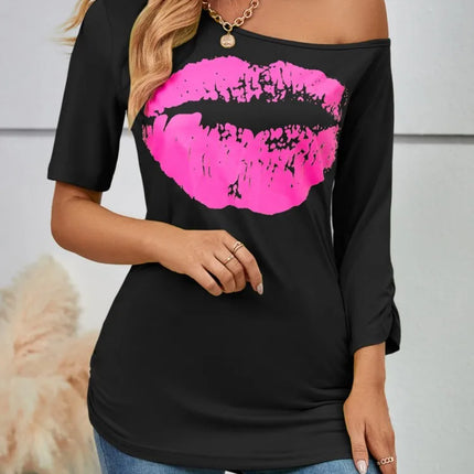 Women Casual Summer Lips 3D Gothic Shirts