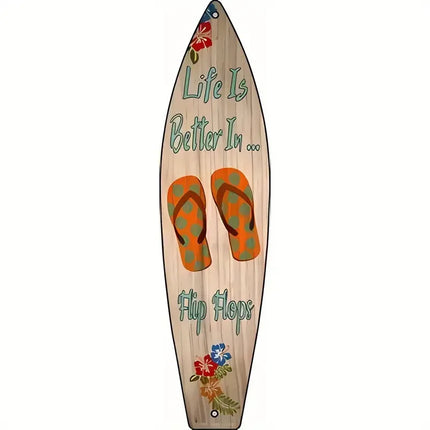 Hawaiian Surfboard Wood Novelty Sign Beach House Decor