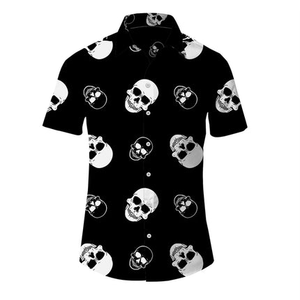 Men Hawaiian 3D Lapel Skull Party Shirts