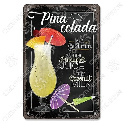 Pina Colada Drink Mojito Vintage Wall Sign