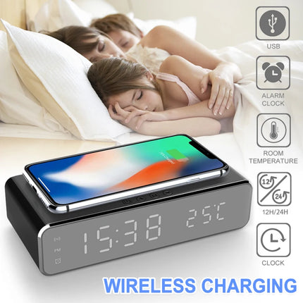 Multifunctional Modern Wireless LED Radio Temperature Alarm Clock