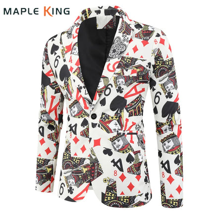 Men Poker Playing Cards Vintage Formal Blazer Jackets