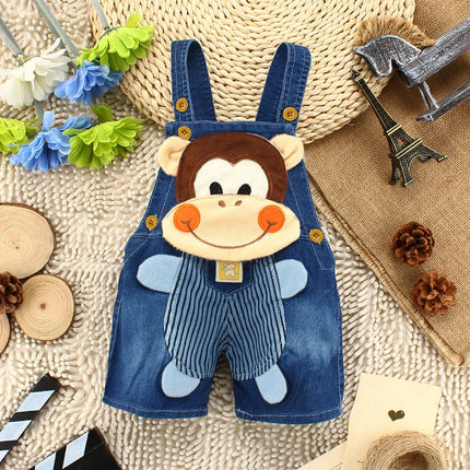 Baby Boy 2024 Short Animal Denim Overalls